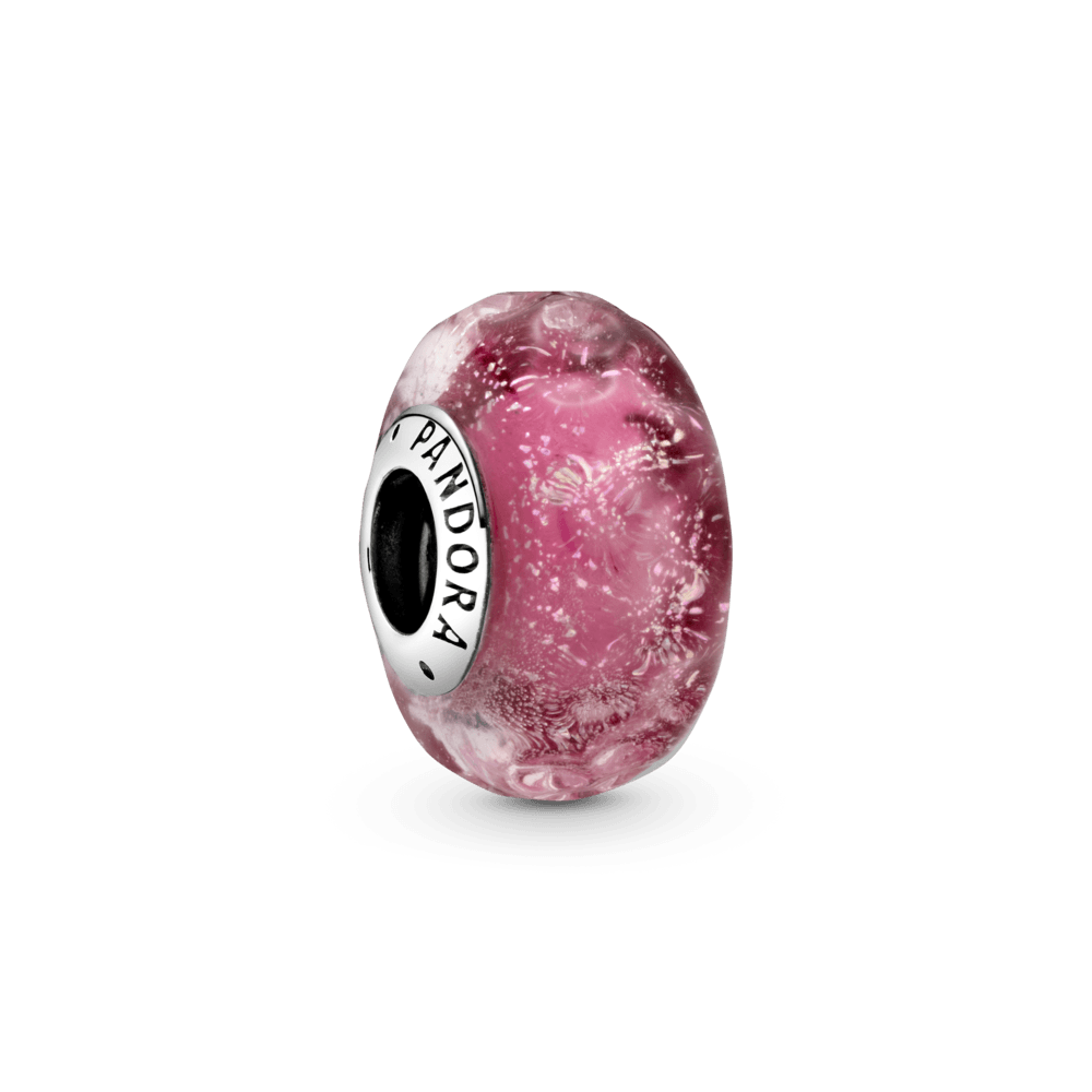 Viļņainais Murano stikla amulets rozā krāsā