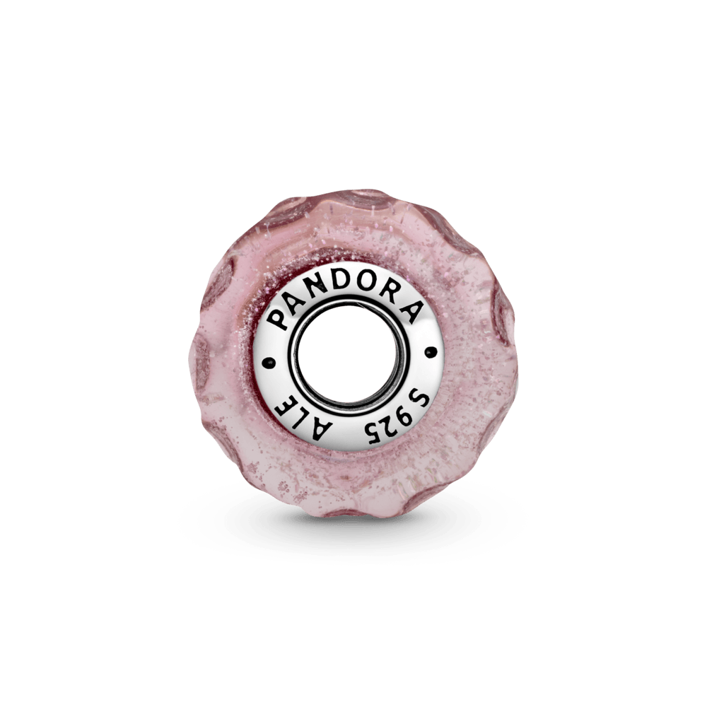 Viļņainais Murano stikla amulets rozā krāsā