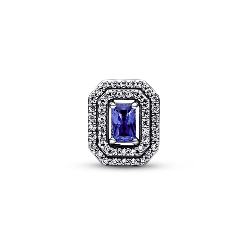 Mirdzošais zilais četrstūra formas amulets