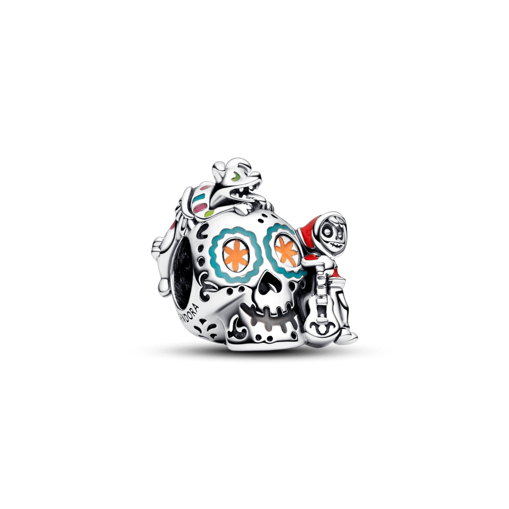 Tumsā spīdošs Disney Pixar Miguel & Dante galvaskausa amulets