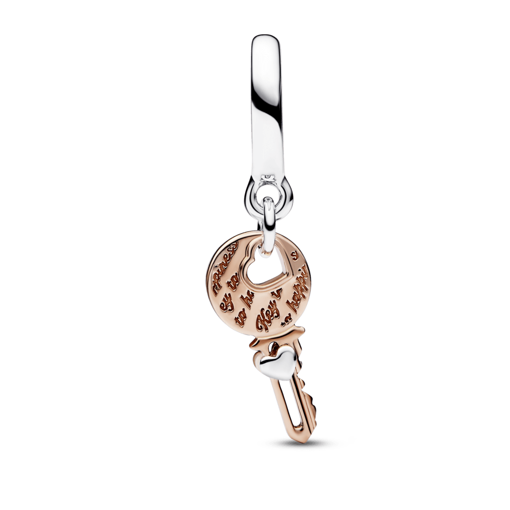 Piekarināmais divtoņu atslēgas un slīdošās sirds amulets