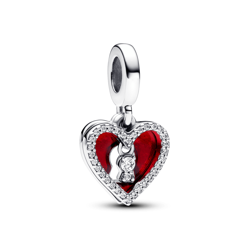 Sarkanās sirds un atslēgas cauruma dubultais amulets