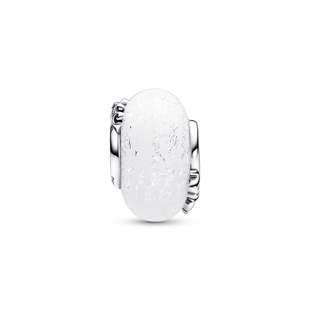 Mirdzoši baltais Murano stikla "Mum & Love" amulets