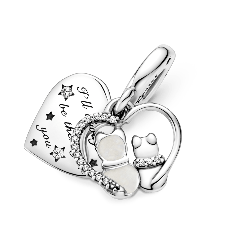 Piekarināmais amulets ar kaķu un sirds motīvu