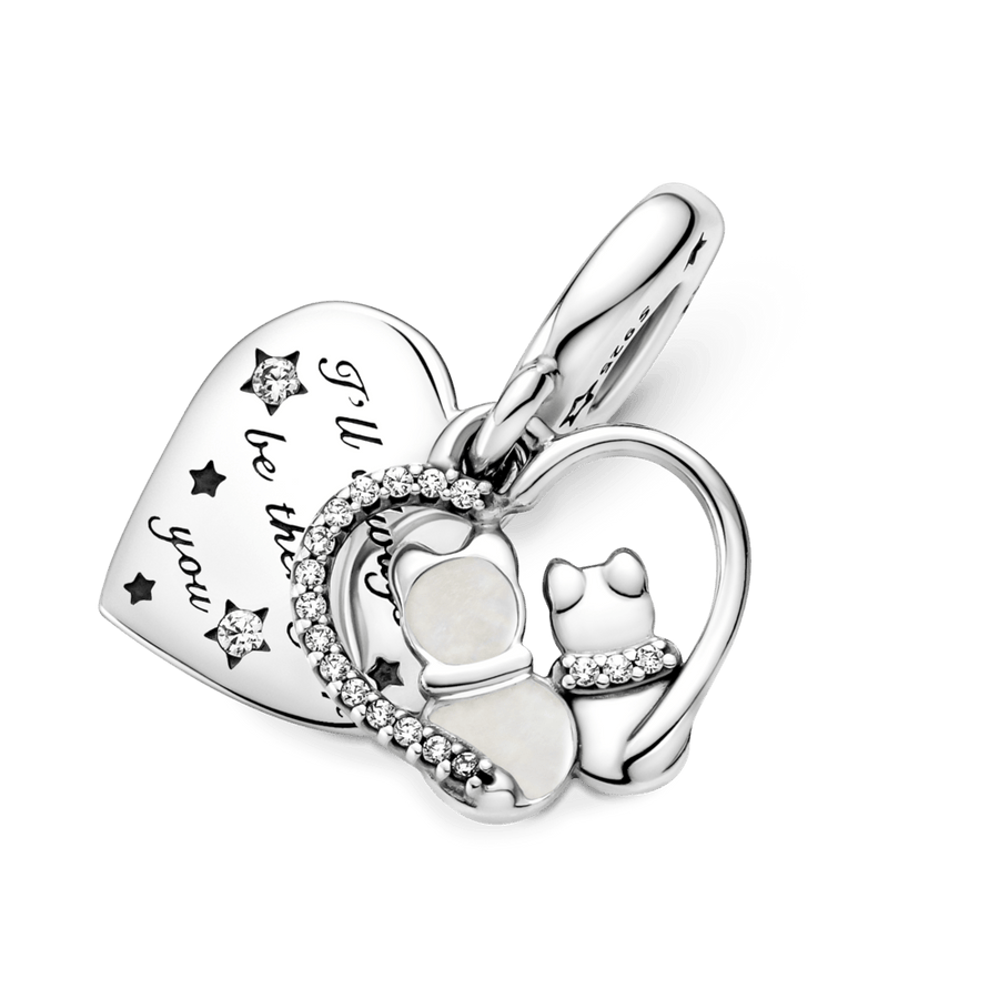 Piekarināmais amulets ar kaķu un sirds motīvu