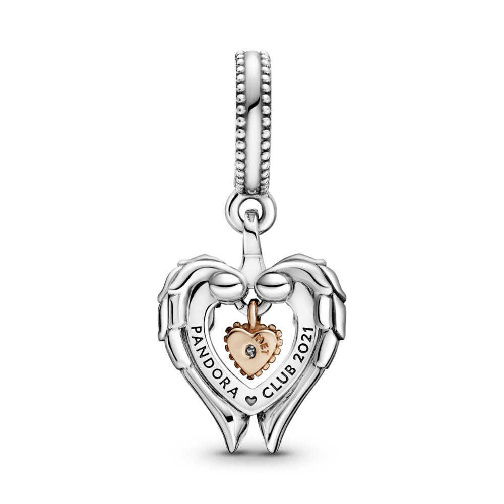 Pandora Club 2021. gada piekarināmais eņģeļa spārnu un sirds amulets