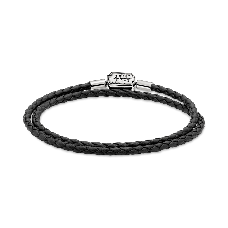 Pandora Moments Star Wars™ dubultā melnā ādas rokassprādze ar aizdari