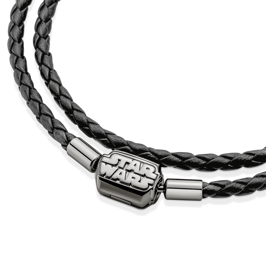 Pandora Moments Star Wars™ dubultā melnā ādas rokassprādze ar aizdari