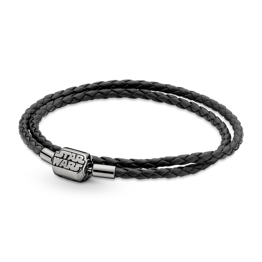 Pandora Moments Star Wars™ dubultā melnā ādas rokassprādze ar aizdari