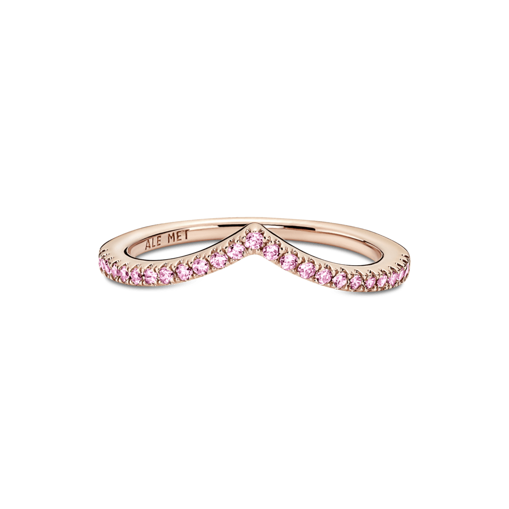 Mirdzošais Pandora mūžības vēlmju gredzens rozā krāsā