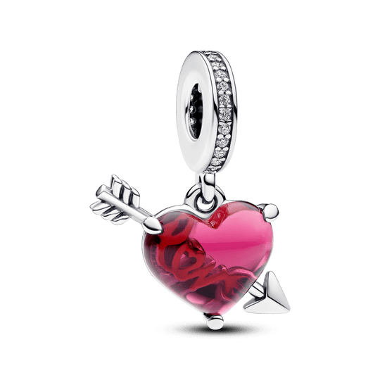 Murano stikla amulets Sarkanā sirds un bulta