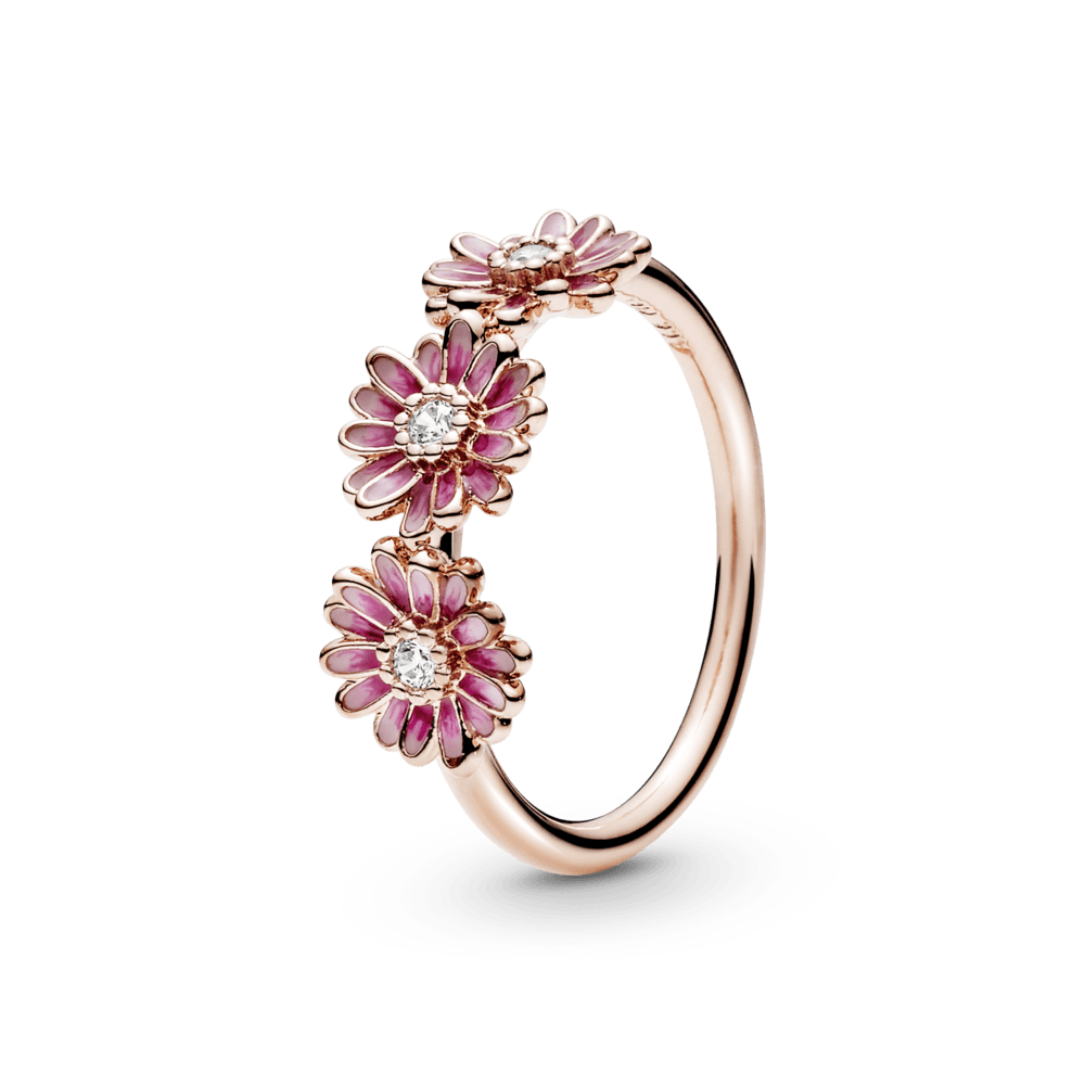 Triju rozā margrietiņu gredzens