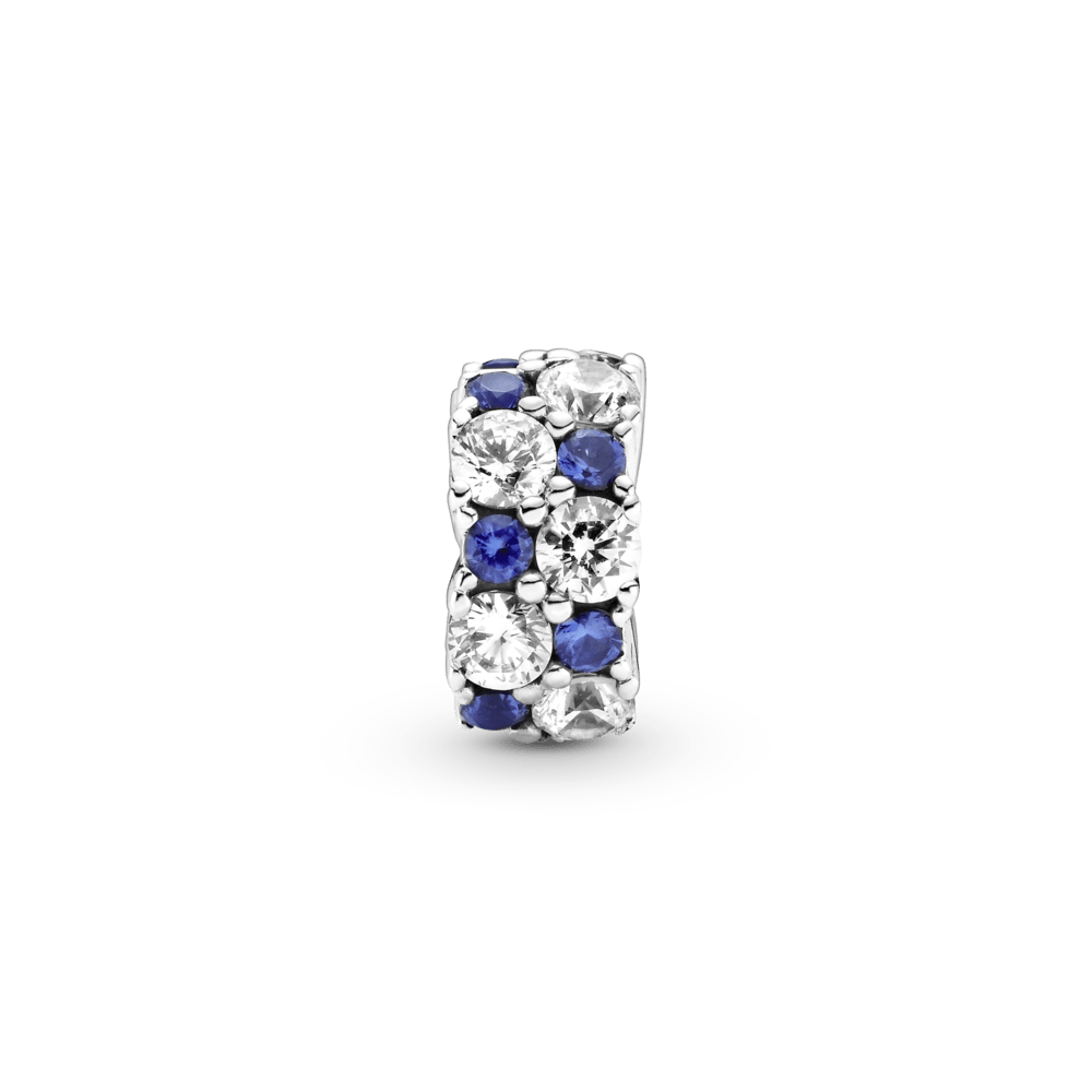 Piespraužamais caurspīdīgi zilais un mirdzošais amulets