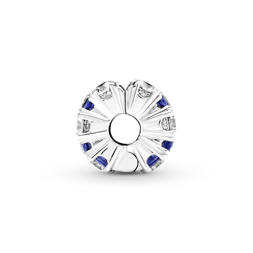 Piespraužamais caurspīdīgi zilais un mirdzošais amulets