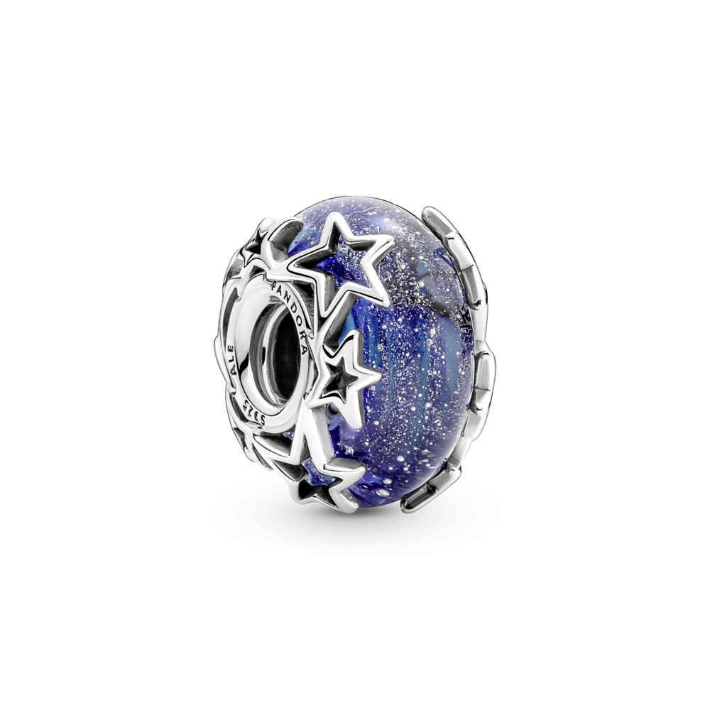Galaktiski zilais zvaigžņu amulets no Murano stikla